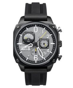 AVI-8 Hawker Hunter Retrograde Chronograph Tactical Schwarzes Kautschukarmband Graues Zifferblatt Quarz AV-4052-R1 Herrenuhr