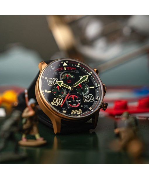 AVI-8 Hawker Typhoon Coningham Chronograph D-Day 80 Limited Edition Juno schwarzes Zifferblatt Quarz AV-4093-09 Herrenuhr