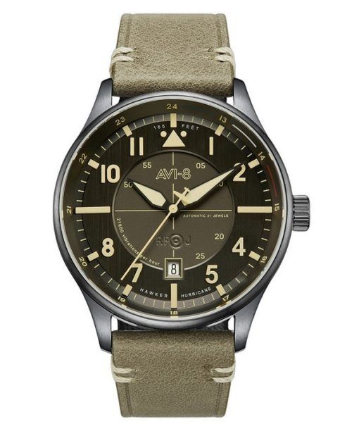 AVI-8 Hawker Hurricane Kent Automatik Stanton Lederarmband graues Zifferblatt AV-4094-04 Herrenuhr