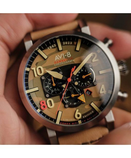 AVI-8 Dambuster 617 Squadron 80. Jahrestag Dual Time Chronograph Limited Edition Camo Quartz AV-4107-02 Herrenuhr