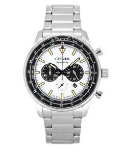 Citizen Eco-Drive Chronograph Edelstahl weißes Zifferblatt CA4500-91A 100M Herrenuhr