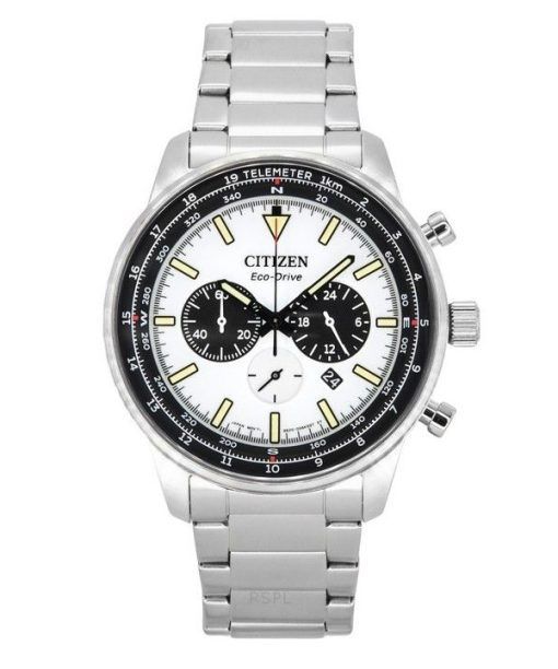 Citizen Eco-Drive Chronograph Edelstahl weißes Zifferblatt CA4500-91A 100M Herrenuhr