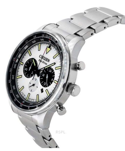 Citizen Eco-Drive Chronograph Edelstahl weißes Zifferblatt CA4500-91A 100M Herrenuhr