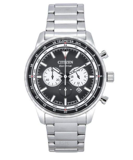 Citizen Eco-Drive Chronograph Edelstahl schwarzes Zifferblatt CA4500-91E 100M Herrenuhr