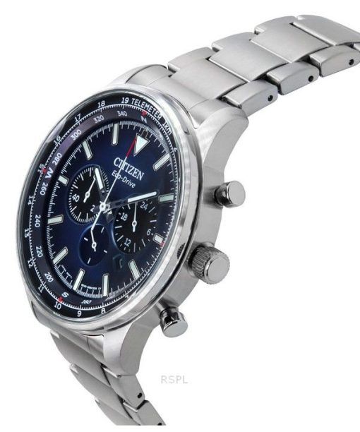 Citizen Eco-Drive Chronograph Edelstahl Blaues Zifferblatt CA4500-91L 100M Herrenuhr