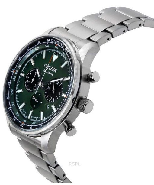 Citizen Eco-Drive Chronograph Edelstahl grünes Zifferblatt CA4500-91X 100M Herrenuhr