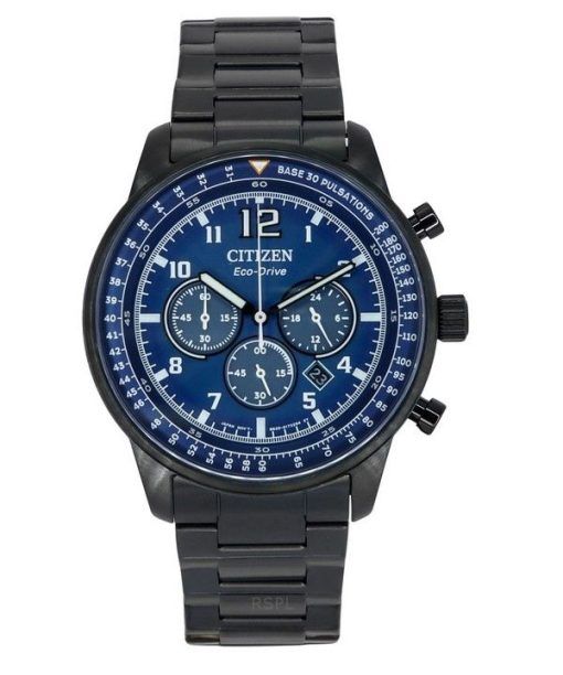 Citizen Eco-Drive Chronograph Black Ion Edelstahl Blaues Zifferblatt CA4505-80L 100M Herrenuhr