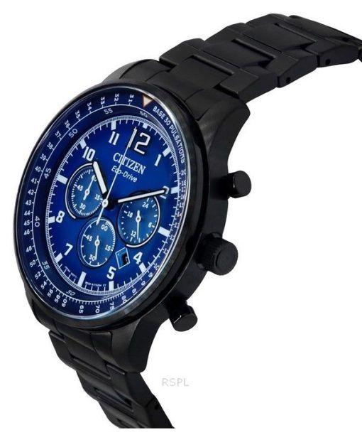 Citizen Eco-Drive Chronograph Black Ion Edelstahl Blaues Zifferblatt CA4505-80L 100M Herrenuhr