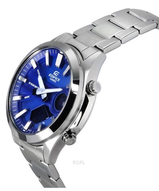 Casio Edifice Analog-Digital-Edelstahl-Quarzuhr mit blauem Zifferblatt EFV-C120D-2A 100M Herrenuhr