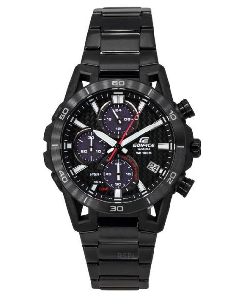 Casio Edifice Sospensione Analog Chronograph Black Ion Edelstahl Schwarzes Zifferblatt Solar EQS-960DC-1AV 100M Herrenuhr