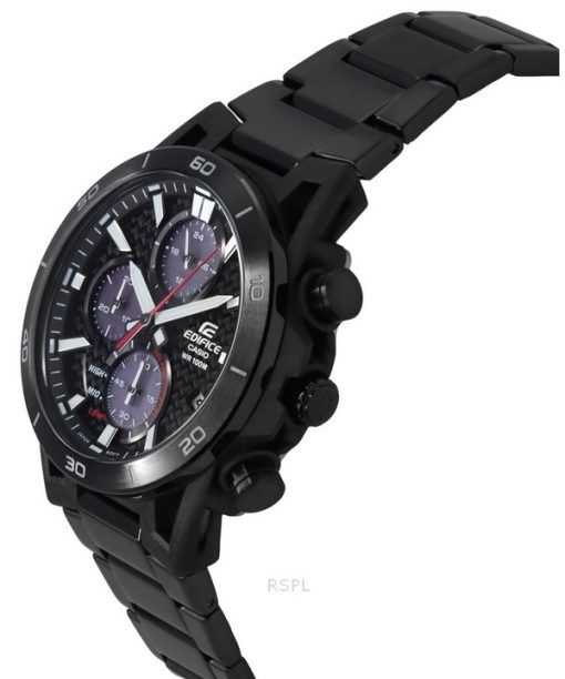 Casio Edifice Sospensione Analog Chronograph Black Ion Edelstahl Schwarzes Zifferblatt Solar EQS-960DC-1AV 100M Herrenuhr