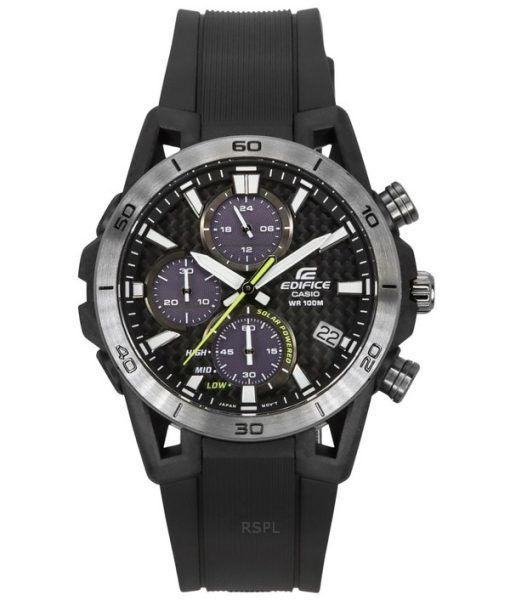 Casio Edifice Sospensione Analog Chronograph Harzarmband graues Zifferblatt Solar EQS-960PB-1AV 100M Herrenuhr