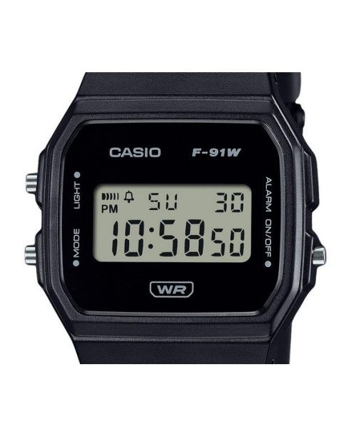 Casio POP Digital Schwarzes Armband aus biobasiertem Harz Quarz F-91WB-1A Unisex-Armbanduhr