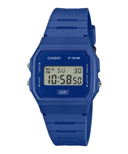 Casio POP Digital Blau Biobasiertes Harzarmband Quarz F-91WB-2A1 Unisex-Uhr