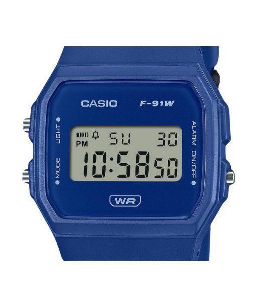 Casio POP Digital Blau Biobasiertes Harzarmband Quarz F-91WB-2A1 Unisex-Uhr