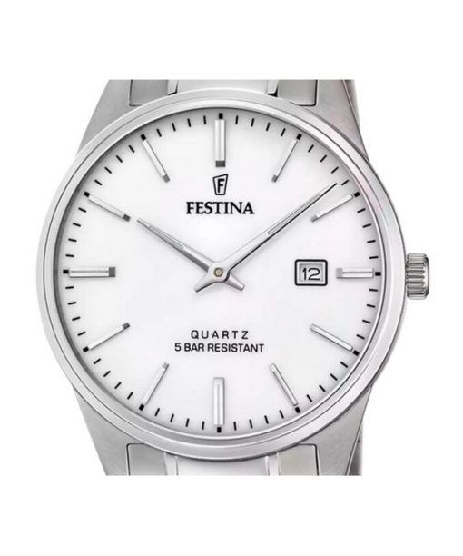 Festina Classic Edelstahl weißes Zifferblatt Quarz F20511-2 Herrenuhr