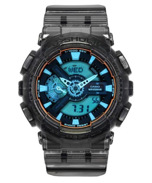 Casio G-Shock Analog Digital Transparent Schwarzes Harzarmband Mehrfarbiges Zifferblatt Quarz GA-110TLS-8A 200M Herrenuhr