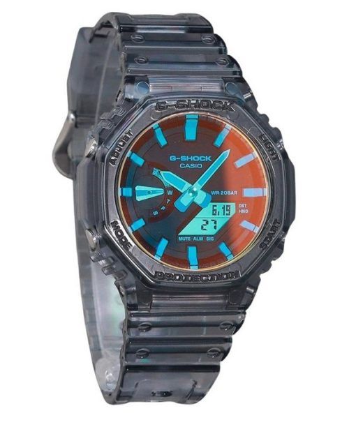 Casio G-Shock Analog-Digital-transparentes Harzarmband mehrfarbiges Zifferblatt Quarz GA-2100TLS-8A 200M Herrenuhr