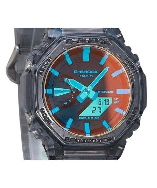 Casio G-Shock Analog-Digital-transparentes Harzarmband mehrfarbiges Zifferblatt Quarz GA-2100TLS-8A 200M Herrenuhr