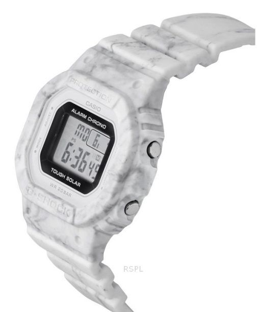 Casio G-Shock Digitaluhr mit weißem Armband aus biobasiertem Harz, robuste Solaranlage GMS-S5600RT-7, 200 m