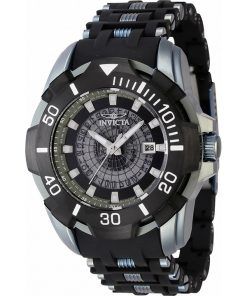 Invicta Sea Spider Edelstahl- und Polyurethanarmband transparentes schwarzes Zifferblatt 44130 100M Herrenuhr