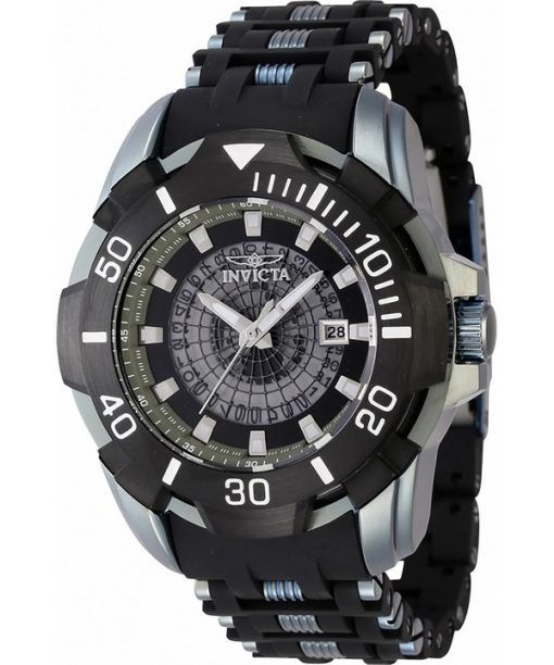 Invicta Sea Spider Edelstahl- und Polyurethanarmband transparentes schwarzes Zifferblatt 44130 100M Herrenuhr