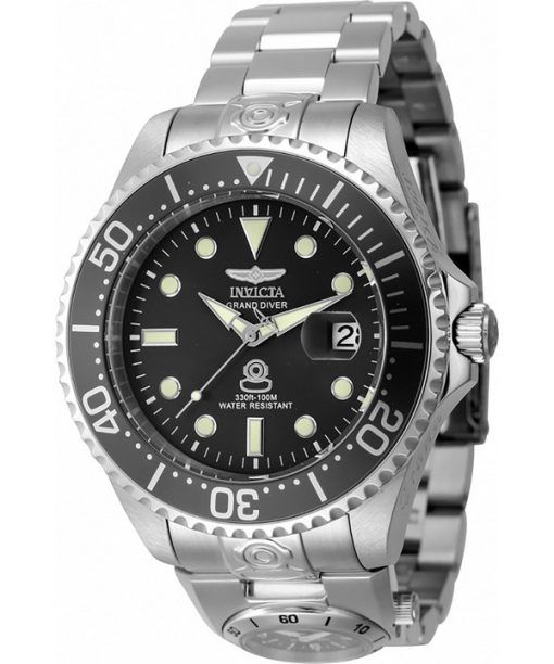 Invicta Pro Diver Dual Time Edelstahl schwarzes Zifferblatt Automatik 45812 100M Herrenuhr