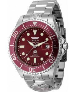 Invicta Pro Diver Dual Time Edelstahl rotes Zifferblatt Automatik 45814 100M Herrenuhr