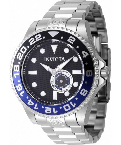 Invicta Pro Diver Edelstahl schwarze und blaue Lünette mit schwarzem Zifferblatt automatische Taucheruhr 47295 300M Herrenuhr