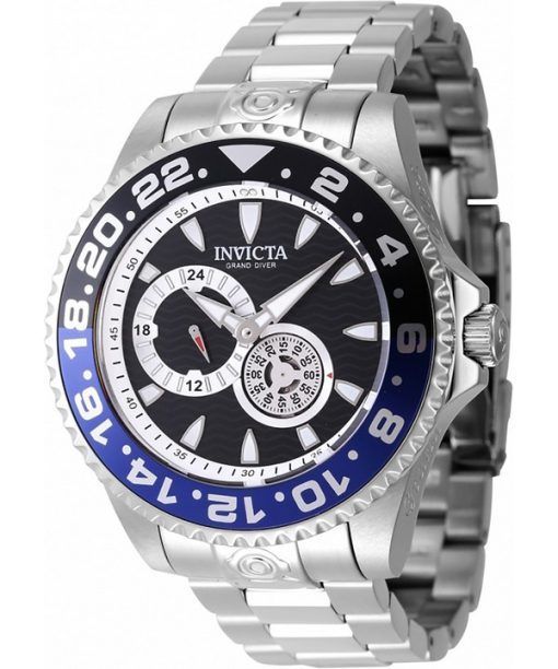 Invicta Pro Diver Edelstahl schwarze und blaue Lünette mit schwarzem Zifferblatt automatische Taucheruhr 47300 300M Herrenuhr