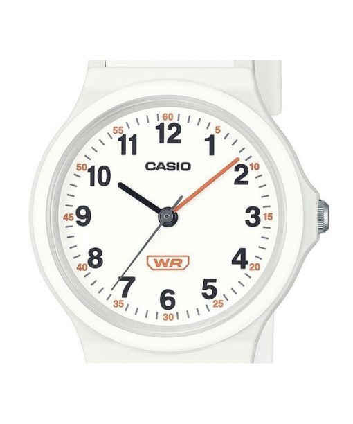 Casio Pop Analog weißes Armband aus biobasiertem Harz weißes Zifferblatt Quarz LQ-24B-7B Damenuhr