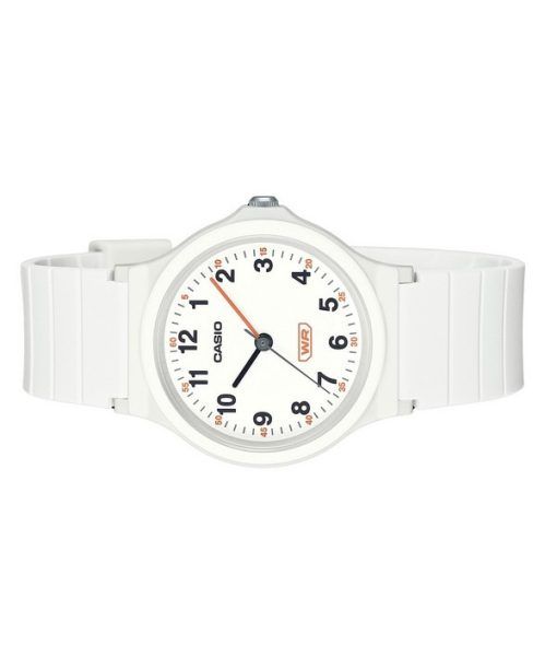 Casio Pop Analog weißes Armband aus biobasiertem Harz weißes Zifferblatt Quarz LQ-24B-7B Damenuhr