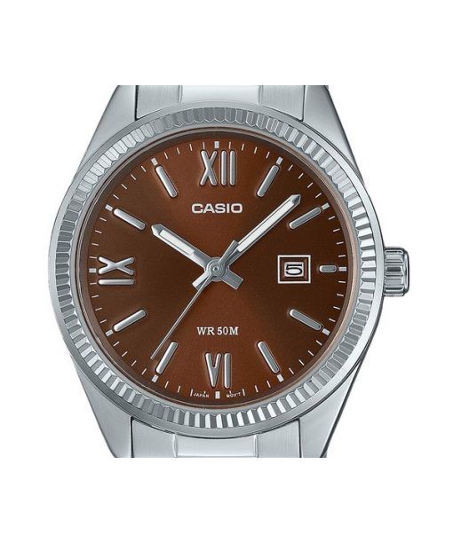 Casio Standard Analog Edelstahl Braunes Zifferblatt Quarz LTP-1302DD-5AV Damenuhr