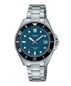 Casio Standard Analog Edelstahl Blaues Zifferblatt Quarz MDV-10D-2A1V Herrenuhr