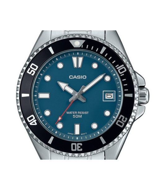 Casio Standard Analog Edelstahl Blaues Zifferblatt Quarz MDV-10D-2A1V Herrenuhr