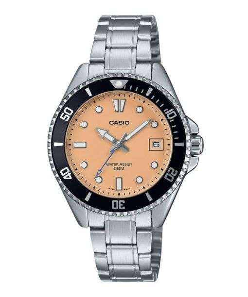 Casio Standard Analog Edelstahl Lachs Zifferblatt Quarz MDV-10D-4A2V Herrenuhr