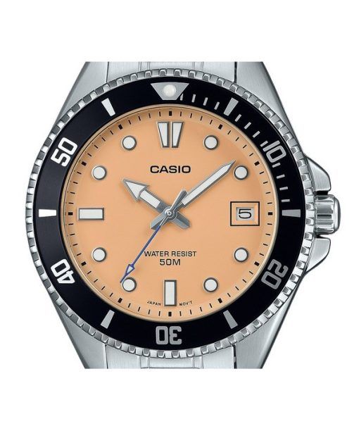 Casio Standard Analog Edelstahl Lachs Zifferblatt Quarz MDV-10D-4A2V Herrenuhr