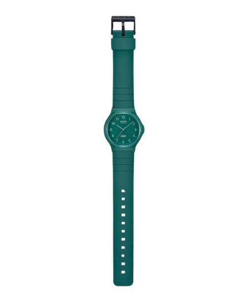 Casio POP Analoge Unisex-Armbanduhr aus biobasiertem Harz mit grünem Zifferblatt und Quarzwerk MQ-24B-3B