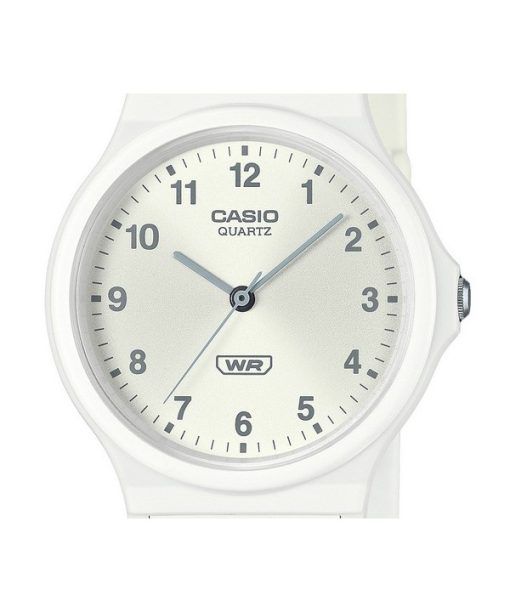 Casio POP Analoge Unisex-Armbanduhr aus biobasiertem Harz mit silbernem Zifferblatt und Quarzwerk MQ-24B-7B