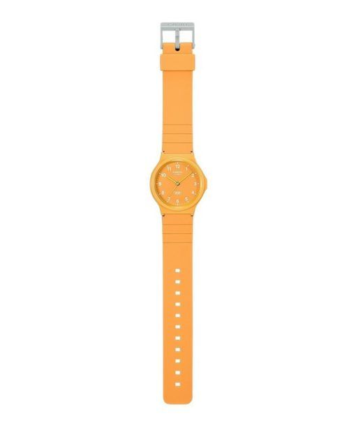 Casio POP Analoge Unisex-Armbanduhr aus biobasiertem Harz mit orangefarbenem Zifferblatt und Quarzwerk MQ-24B-9B