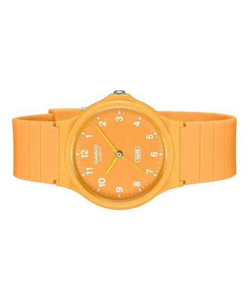 Casio POP Analoge Unisex-Armbanduhr aus biobasiertem Harz mit orangefarbenem Zifferblatt und Quarzwerk MQ-24B-9B