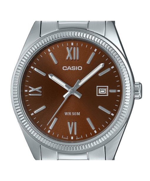 Casio Standard Analog ionenplattierter Edelstahl braunes Zifferblatt Quarz MTP-1302DD-5AV Herrenuhr