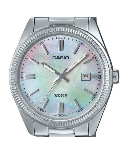 Casio Standard Analog Ionenplattierter Edelstahl Perlmutt Quarz MTP-1302DS-7AV Herrenuhr