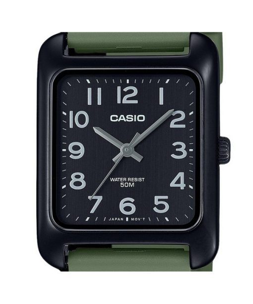 Casio Standard Analog Grünes Harzarmband Schwarzes Zifferblatt Quarz MTP-B175-3BV Herrenuhr