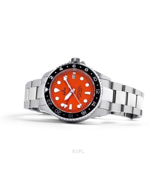 Ratio FreeDiver GMT-Serie Saphir Edelstahl orange Zifferblatt Automatik RTF055 200M Herrenuhr