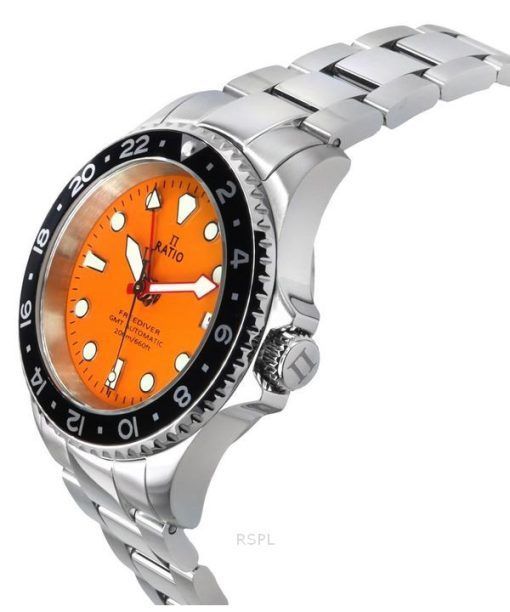 Ratio FreeDiver GMT-Serie Saphir Edelstahl orange Zifferblatt Automatik RTF055 200M Herrenuhr