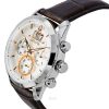 Bulova Sutton Big Date Chronograph Braunes Lederarmband Silbernes Zifferblatt Quarz 96B309 Herrenuhr