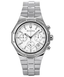 Bulova Classic Precisionist Chronograph Edelstahl Silber Zifferblatt Quarz 96B408 100M Herrenuhr