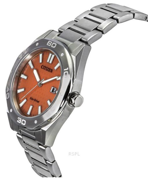 Citizen Eco-Drive Edelstahl orangefarbenes Zifferblatt BM7630-80Z 100M Herrenuhr