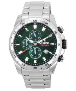 Festina Sports Chorongraph Edelstahl grünes Zifferblatt Quarz F20463-3 F204633 100M Herrenuhr